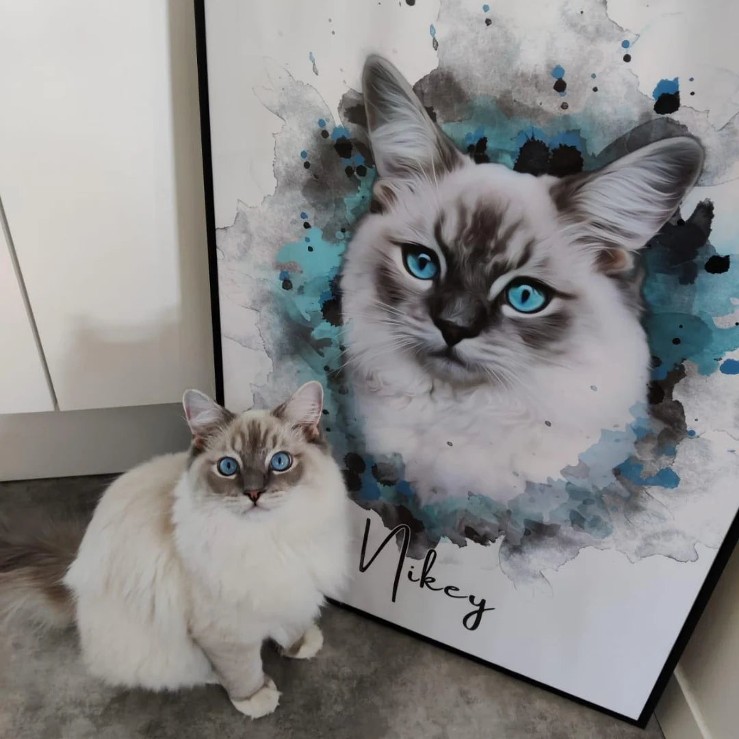 Het waterverf portret van kat Nikey