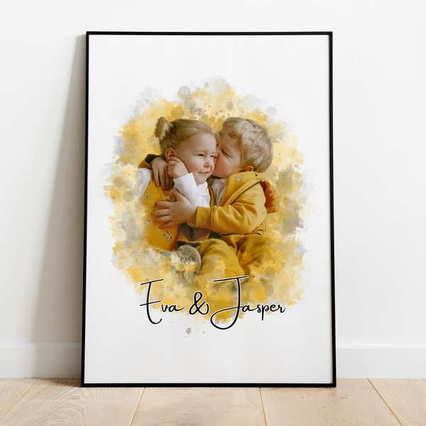 PetsPortrait Waterverf Familie & Kids Portret