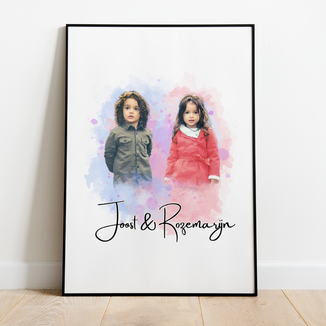 PetsPortrait Waterverf Familie & Kids Portret