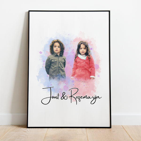 PetsPortrait Waterverf Familie & Kids Portret