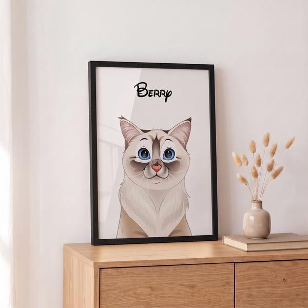 Disney Cartoon portret in een zwarte lijst op een dressoir