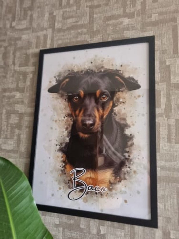Foto van Nicole C. met hun Waterverf-portret